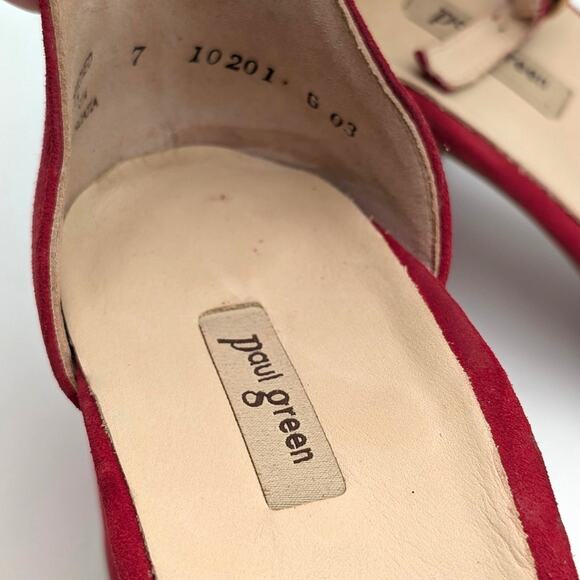 Paul Green Barbee Ankle Strap Heel Sandal Womens Chili Suede Size US9.5/UK7 - Picture 11 of 11